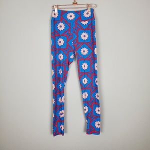 LuLaRoe OS Red & Blue Leggings
